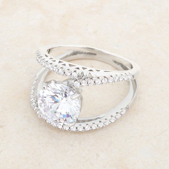 Lovcia Signature Chic 3ct Clear CZ Rhodium Dual-Band Ring-Rings-5-5