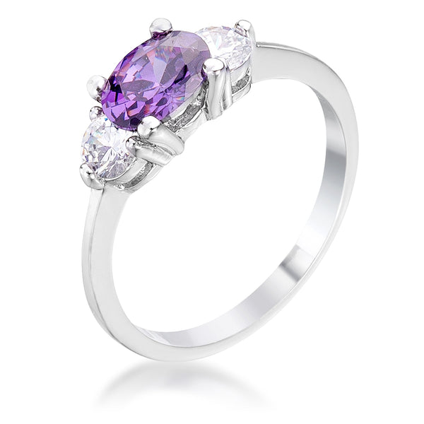 Lovcia Signature Chic Elegant Oval Cubic Zirconia Rhodium-Plated Ring-Rings-5-5