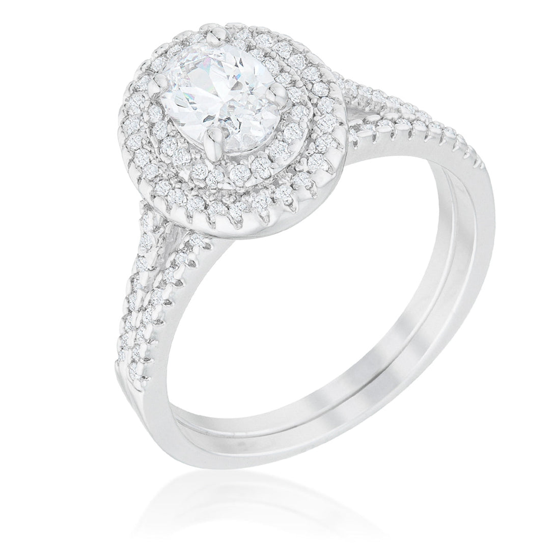 Lovcia Signature Chic Elegant Oval Cut Wedding Ring Set-Rings-5-5