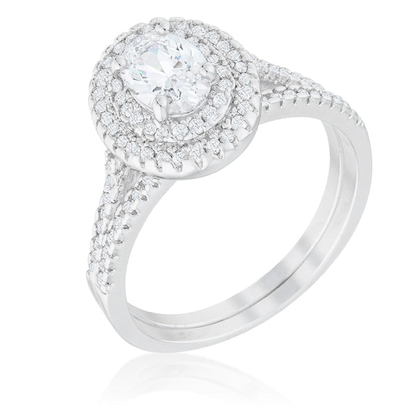 Lovcia Signature Chic Elegant Oval Cut Wedding Ring Set-Rings-5-5