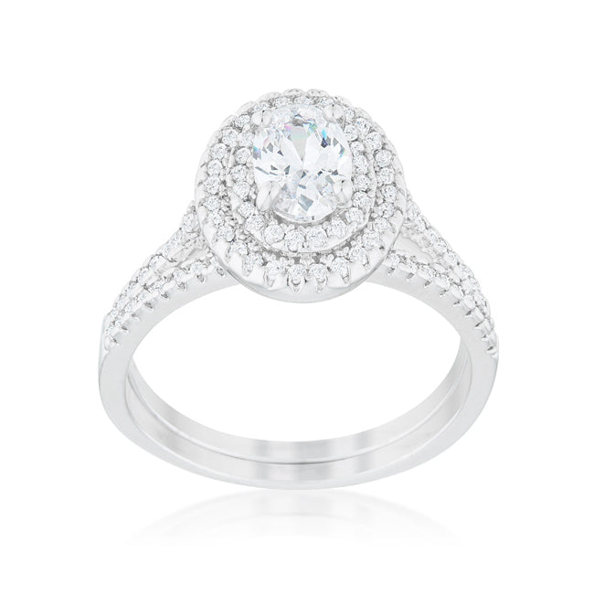 Lovcia Signature Chic Elegant Oval Cut Wedding Ring Set-Rings-5-5