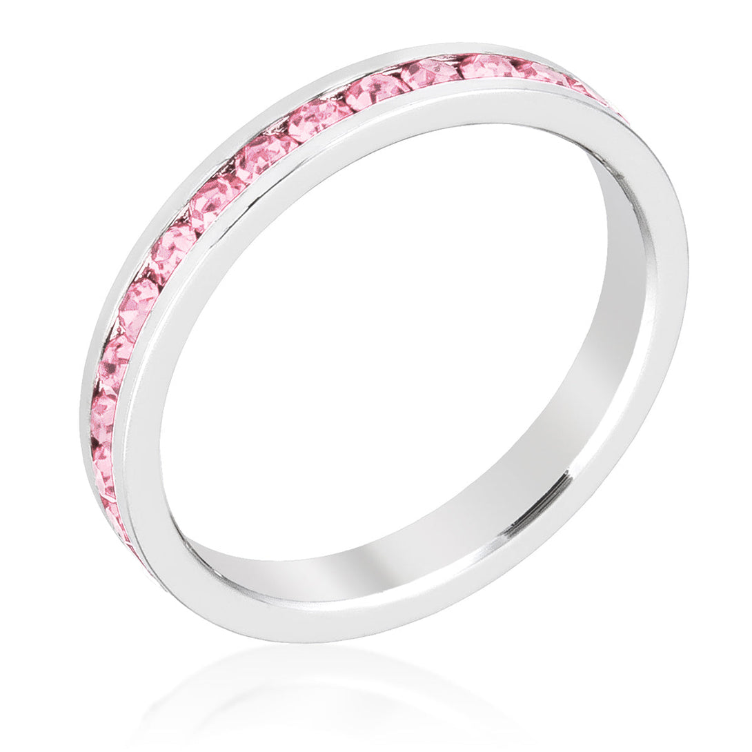 Lovcia Signature Chic Pink Crystal Eternity Band with Rhodium Plating-Rings-4-4