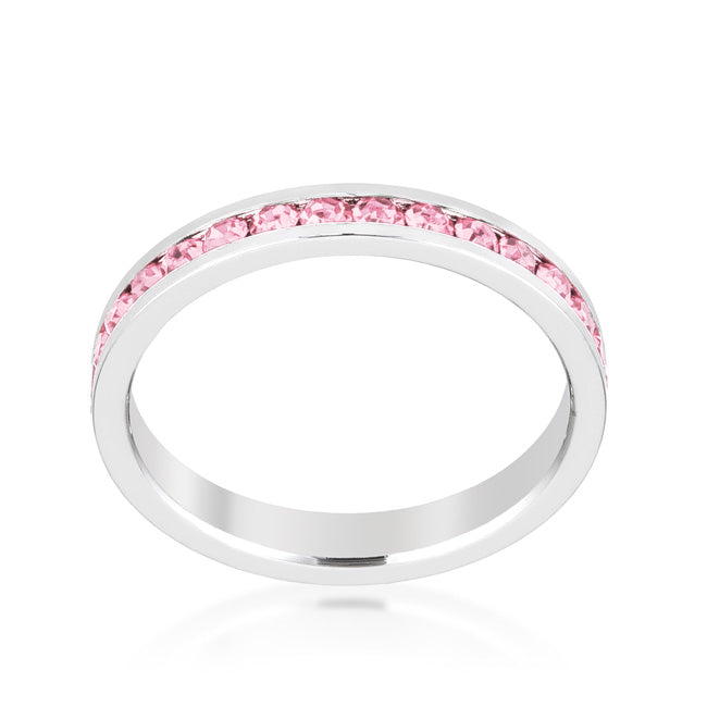 Lovcia Signature Chic Pink Crystal Eternity Band with Rhodium Plating-Rings-4-4