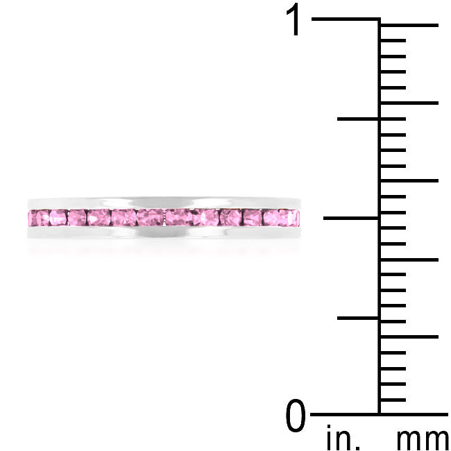 Lovcia Signature Chic Pink Crystal Eternity Band with Rhodium Plating-Rings-4-4