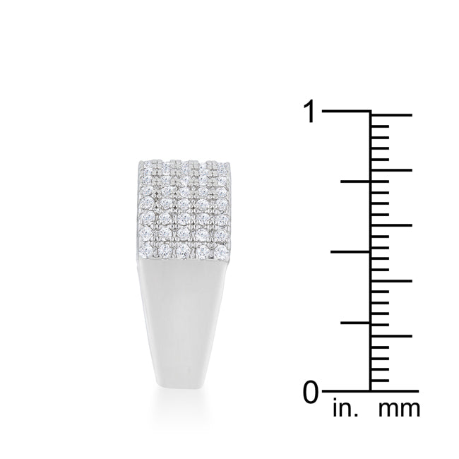 Lovcia Signature Chic Rhodium-Plated Cocktail Ring with CZ Stones-Rings-5-5