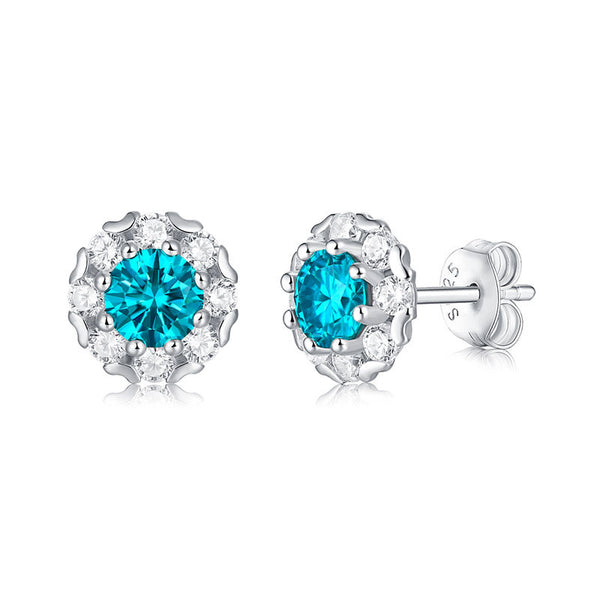 Lovcia Silver 8mm Moissanite CZ Heart Border Stud Earrings-Earrings-0.5 ct ( Certificate Included )-0.5 ct ( Certificate Included )