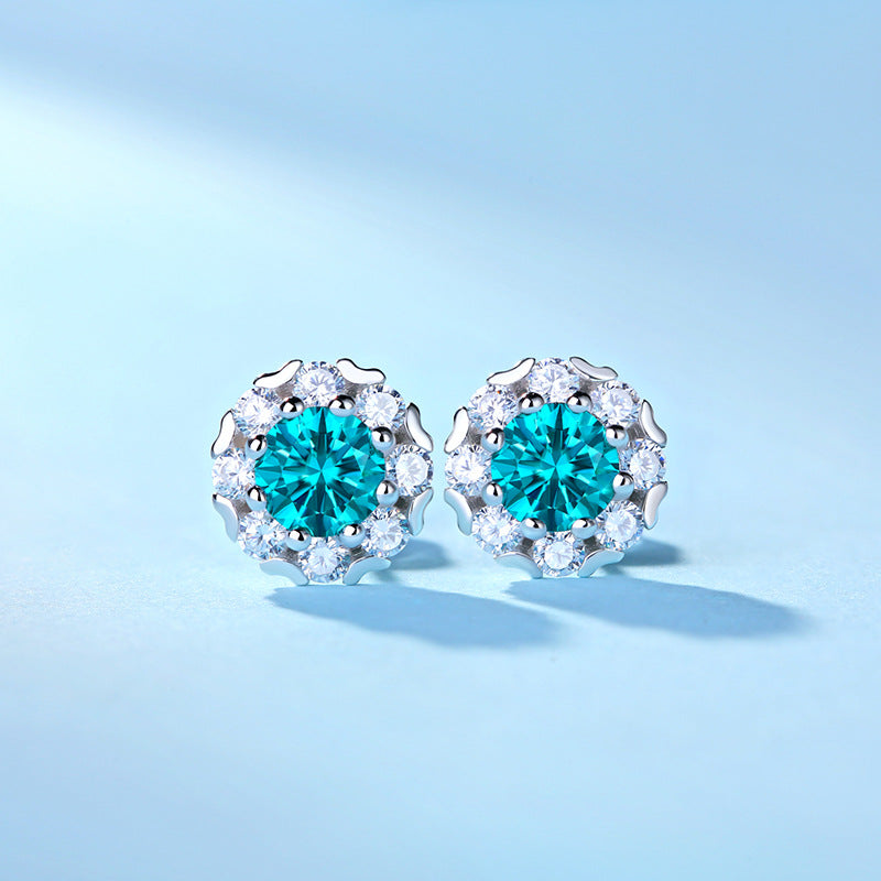 Lovcia Silver 8mm Moissanite CZ Heart Border Stud Earrings-Earrings-0.5 ct ( Certificate Included )-0.5 ct ( Certificate Included )