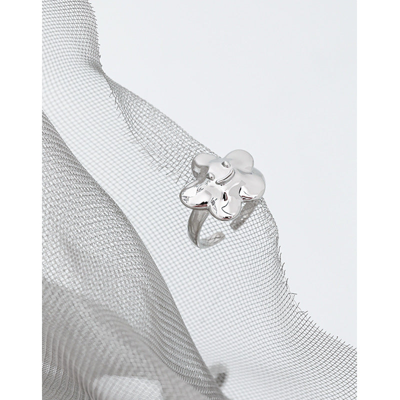 Lovcia Silver 925 Sterling Adjustable Open Size Cloud Ring-Rings-Rhodium-Rhodium