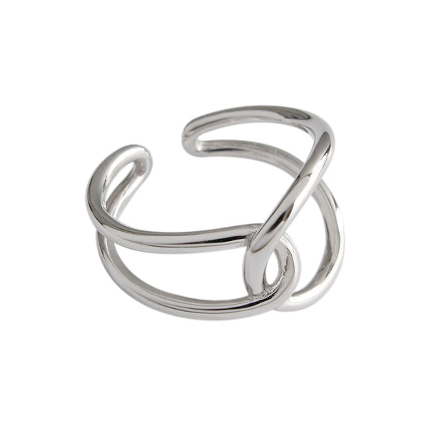Lovcia Silver 925 Sterling Adjustable Ring Open Size-Rings-Rhodium-Rhodium