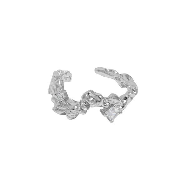 Lovcia Silver CZ Adjustable Ring 925 Sterling Open Size-Rings-Black CZ-Black CZ
