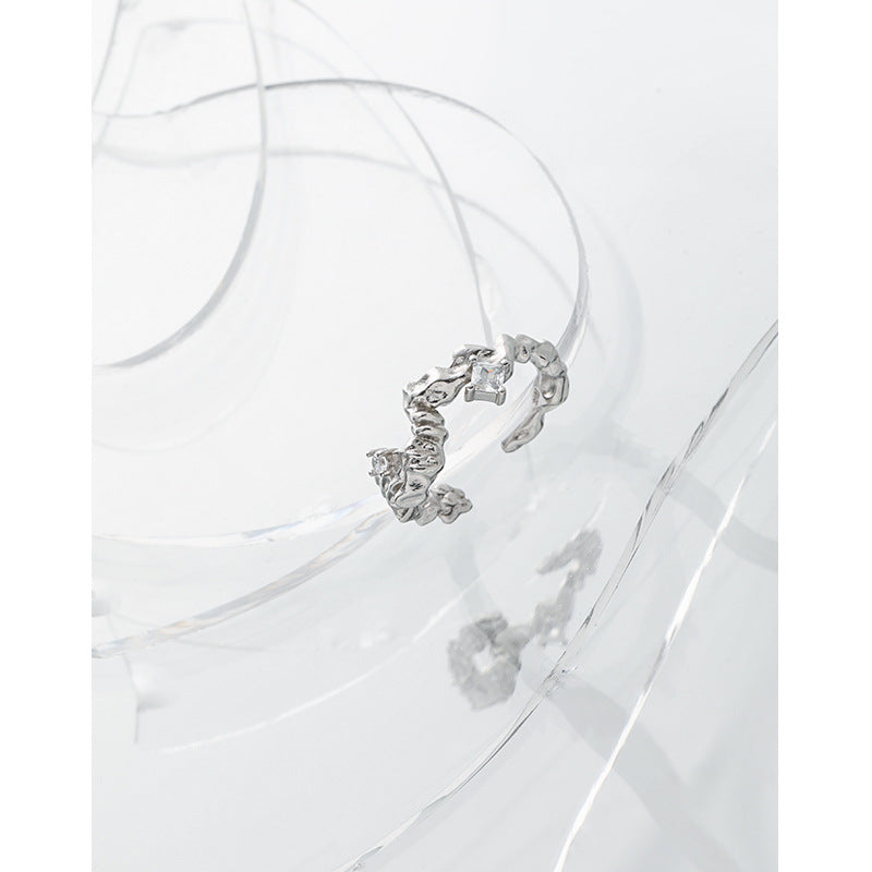 Lovcia Silver CZ Adjustable Ring 925 Sterling Open Size-Rings-Black CZ-Black CZ