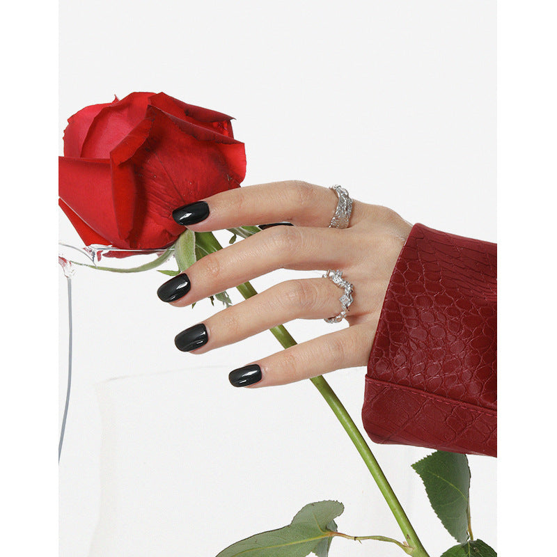 Lovcia Silver CZ Adjustable Ring 925 Sterling Open Size-Rings-Black CZ-Black CZ