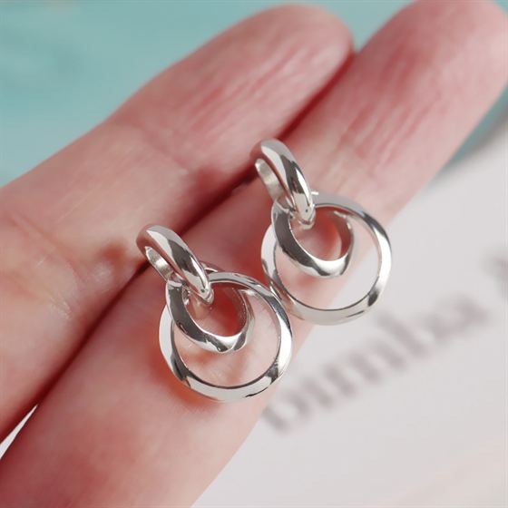 Lovcia Silver Double Circles 925 Sterling Silver Earrings-Earrings-
