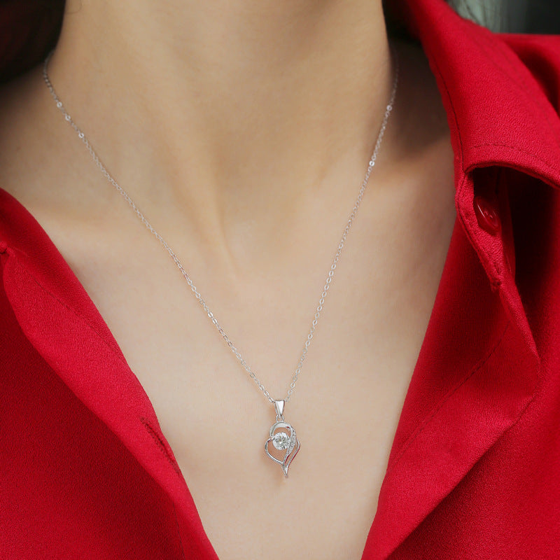 Lovcia Silver Moissanite Heart Necklace 925 Sterling Silver-Necklaces-0.5CT Moissanite CZ (Certificate Included)-0.5CT Moissanite CZ (Certificate Included)