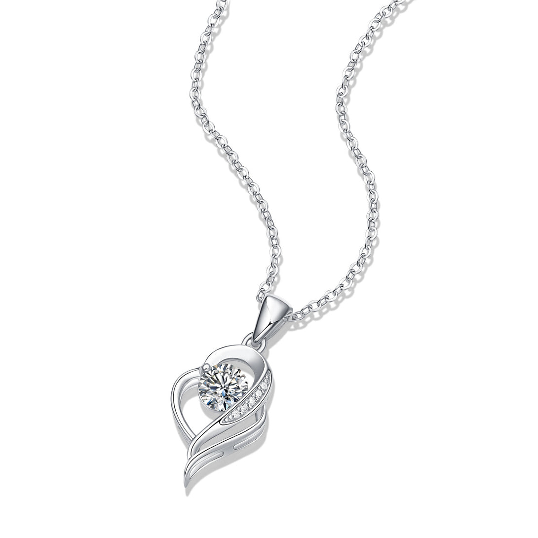 Lovcia Silver Moissanite Heart Necklace 925 Sterling Silver-Necklaces-0.5CT Moissanite CZ (Certificate Included)-0.5CT Moissanite CZ (Certificate Included)