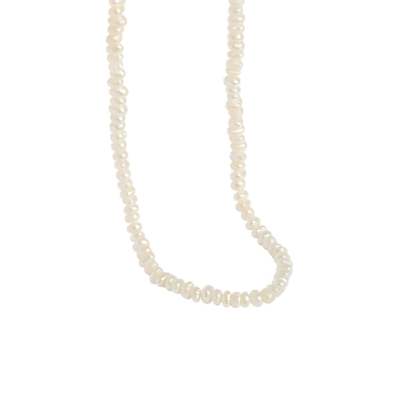 Lovcia Silver Pearl Necklace 4mm Natural Irregular Pearls-Necklaces-Rhodium-Rhodium