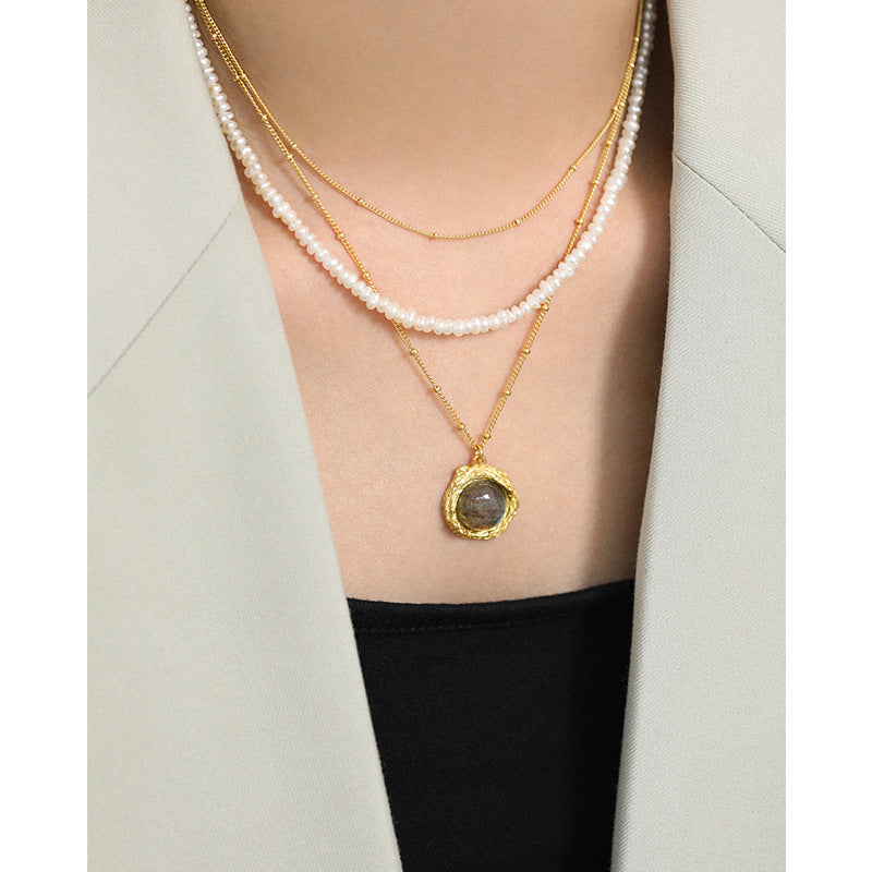 Lovcia Silver Pearl Necklace 4mm Natural Irregular Pearls-Necklaces-Rhodium-Rhodium