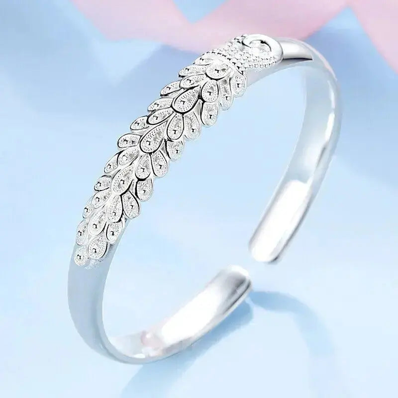 Lovcia Silver Plated Peacock Design Fashion Bracelet for Women-Bracelets-Silver-Silver