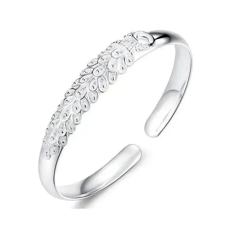 Lovcia Silver Plated Peacock Design Fashion Bracelet for Women-Bracelets-Silver-Silver