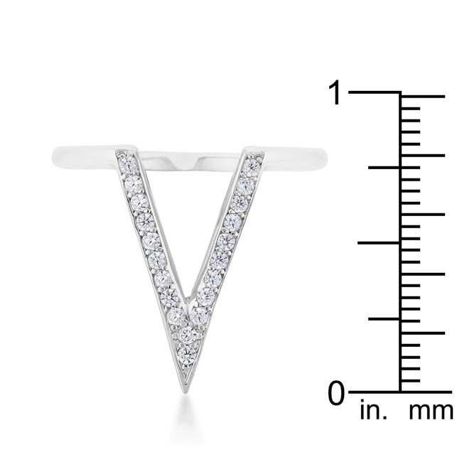 Lovcia Silver Shine 0.2ct CZ Rhodium-Plated V-Shape Ring-Rings-5-5