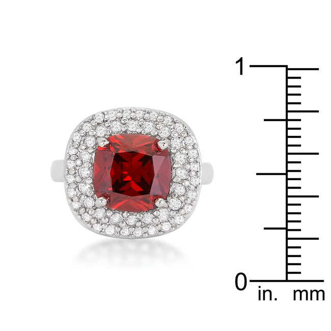 Lovcia Silver Shine Micropave Red Zirconia Bridal Ring-Rings-5-5