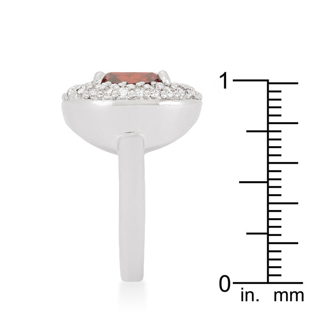 Lovcia Silver Shine Micropave Red Zirconia Bridal Ring-Rings-5-5
