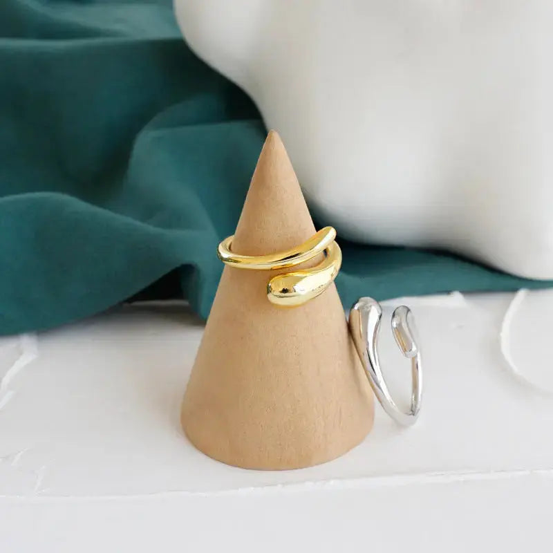 Lovcia Simple A Water Drop 925 Sterling Silver Adjustable Ring-Rings-Rhodium-Rhodium