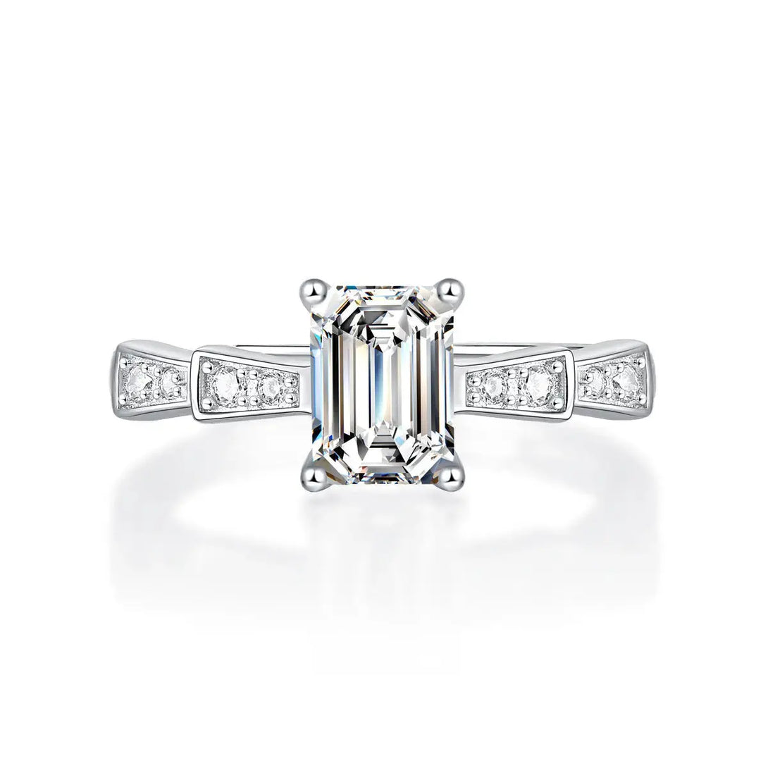 Lovcia Simple Baguette Moissanite CZ Castle 925 Sterling Silver Adjustable Ring-Rings-1 Carat (Ring Only)-1 Carat (Ring Only)