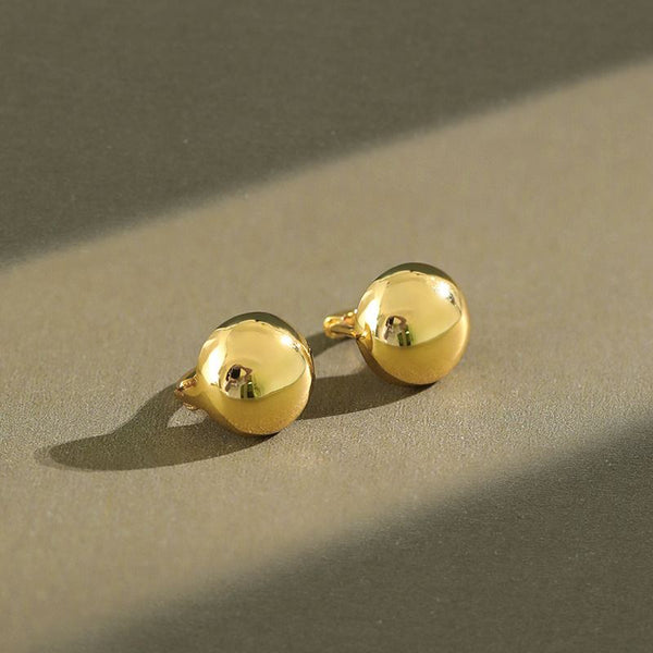 Lovcia Simple Beads 925 Sterling Silver Gold Hoop Earrings-Earrings-Yellow Gold-Yellow Gold