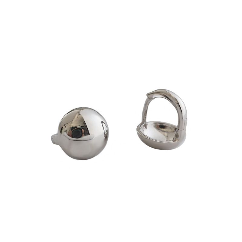 Lovcia Simple Beads 925 Sterling Silver Gold Hoop Earrings-Earrings-Yellow Gold-