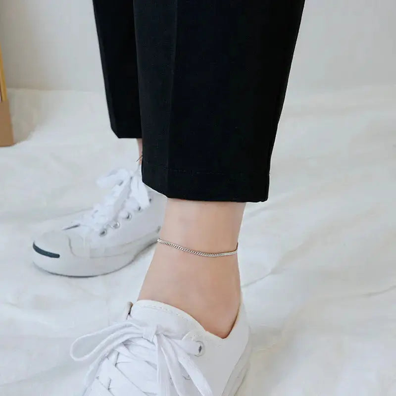 Lovcia Simple Chain 925 Sterling Silver Anklet Casual-Anklets-