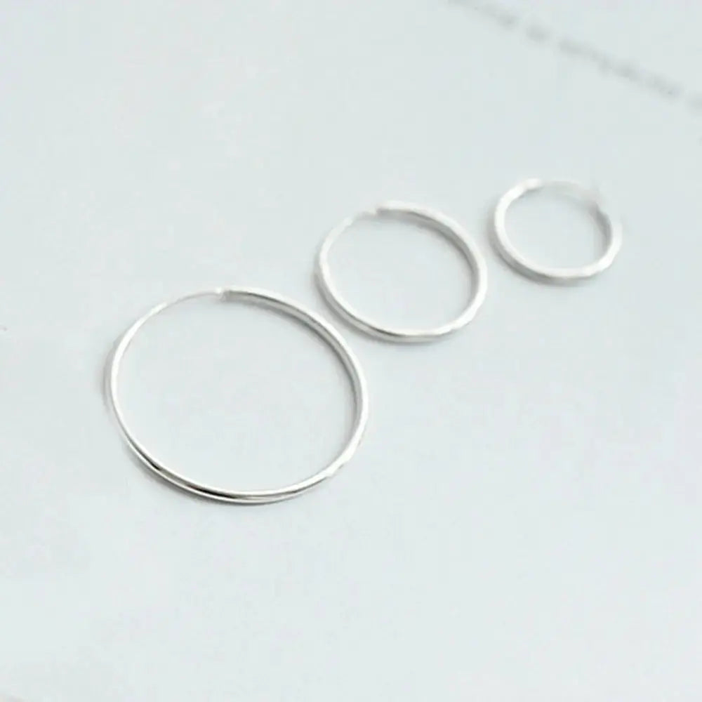 Lovcia Simple Concise Elegant Women 925 Sterling Sliver Huggie Hoop Earrings-Earrings-10Mm (Thickness: 1.1Mm)-10Mm (Thickness: 1.1Mm)