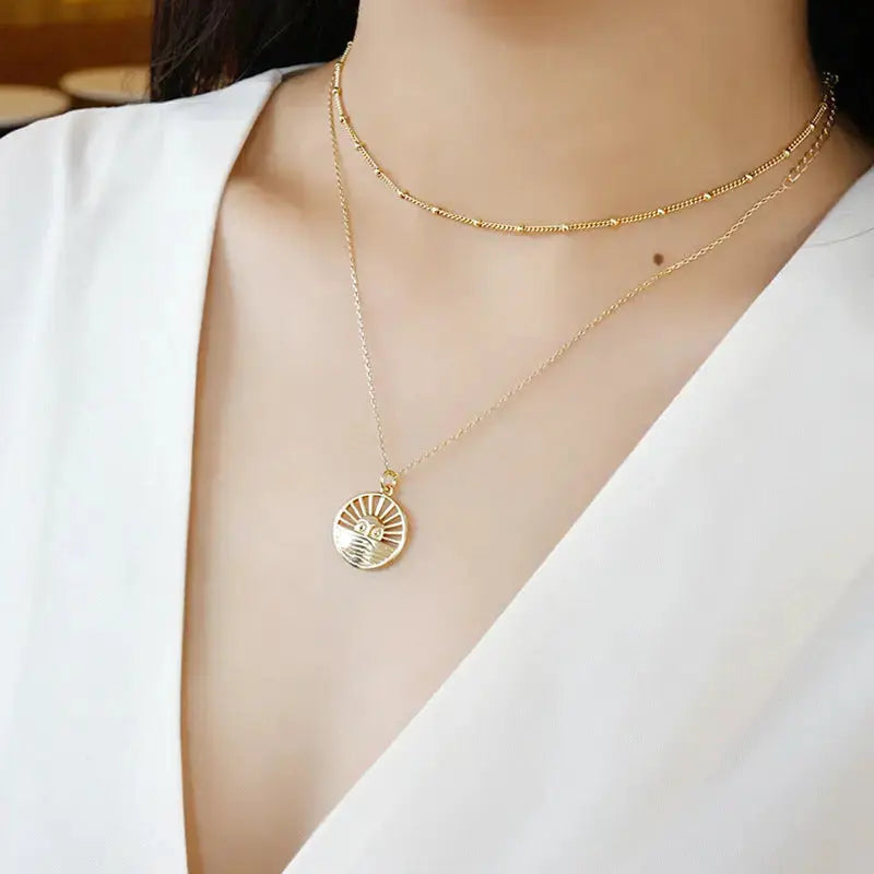 Lovcia Simple Curb Chain Beads 925 Sterling Silver Necklace-Necklaces-Yellow Gold-Yellow Gold