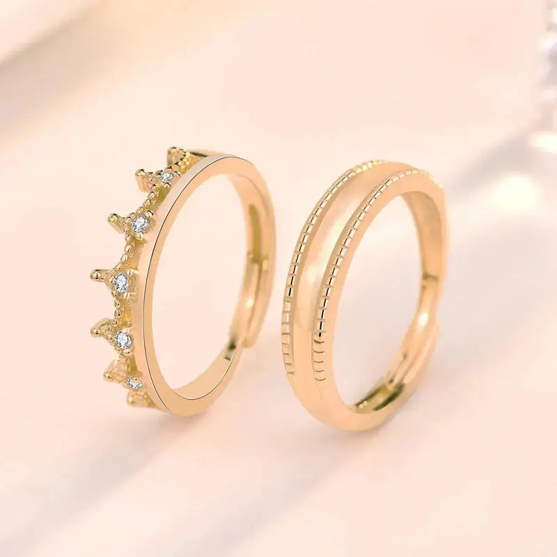 Lovcia Simple CZ Crown 925 Sterling Silver Adjustable Promise Ring-Rings-Women Ring & Rose Gold-Women Ring & Rose Gold