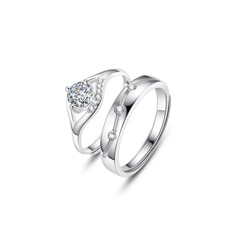 LOVCIA Simple CZ Hollow 925 Sterling Silver Adjustable Promise Ring