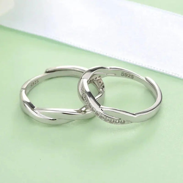 Lovcia Simple CZ Mobius Twisted 925 Sterling Silver Adjustable Ring-Rings-Men Ring & Silver-L-Men Ring & Silver