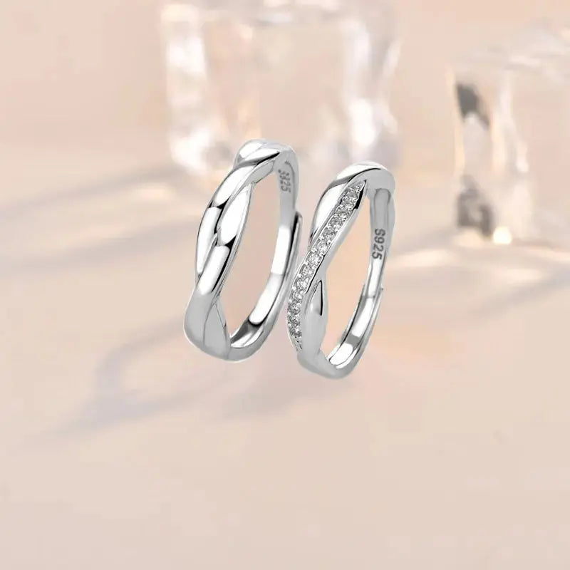 Lovcia Simple CZ Mobius Twisted 925 Sterling Silver Adjustable Ring-Rings-Men Ring & Silver-L-Men Ring & Silver