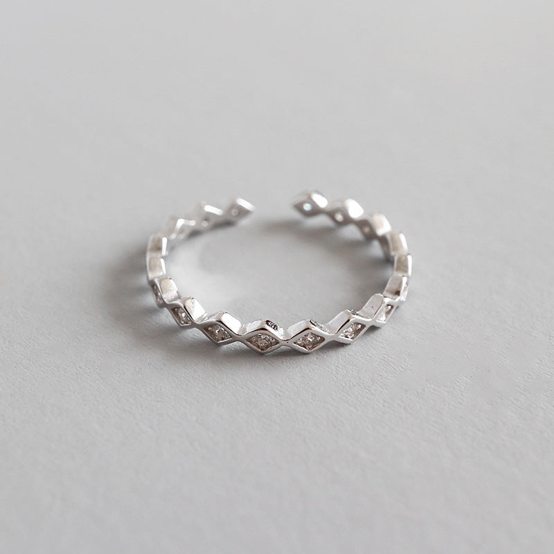 Lovcia Simple CZ Rhombus Ring 2.5mm Silver Adjustable-Rings-Small Size-Small Size