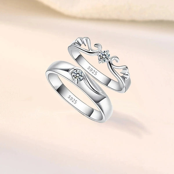 Lovcia Simple CZ Wings Flying 925 Sterling Silver Adjustable Promise Ring-Rings-Women Ring-Women Ring