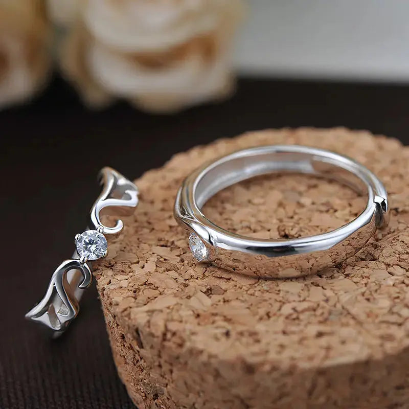 Lovcia Simple CZ Wings Flying 925 Sterling Silver Adjustable Promise Ring-Rings-Women Ring-Women Ring
