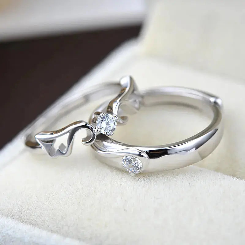 Lovcia Simple CZ Wings Flying 925 Sterling Silver Adjustable Promise Ring-Rings-Women Ring-Women Ring