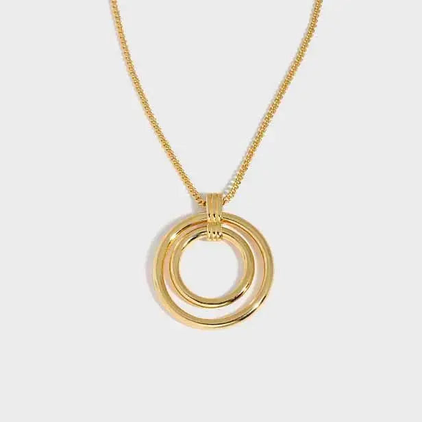 LOVCIA Simple Daughter Circle Rings 925 Sterling Silver Necklace
