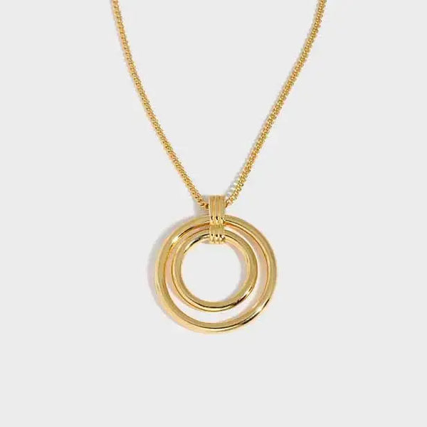 Lovcia Simple Daughter Circle Rings 925 Sterling Silver Necklace-Necklaces-Silver-Silver