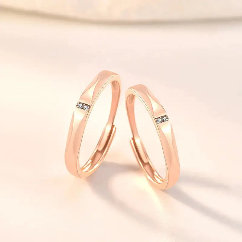 Lovcia Simple Double CZ 925 Sterling Silver Adjustable Promise Ring-Rings-Men Ring-Men Ring
