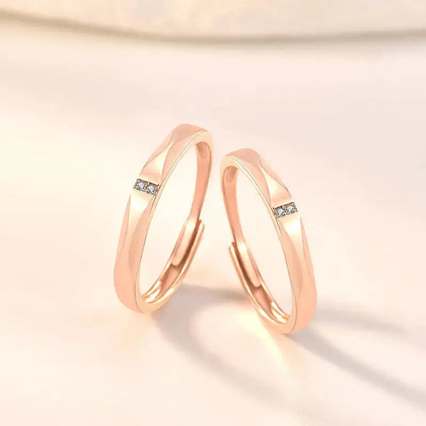 Lovcia Simple Double CZ 925 Sterling Silver Adjustable Promise Ring-Rings-Men Ring-Men Ring