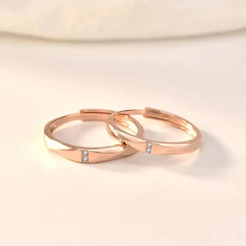 Lovcia Simple Double CZ 925 Sterling Silver Adjustable Promise Ring-Rings-Men Ring-Men Ring