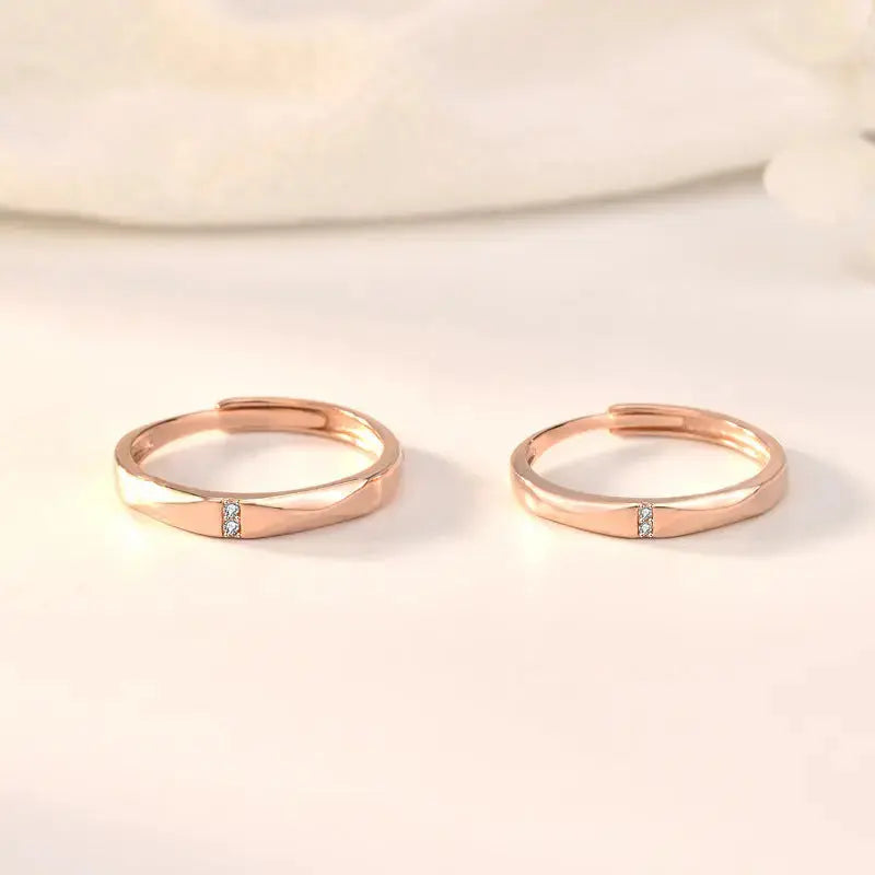 Lovcia Simple Double CZ 925 Sterling Silver Adjustable Promise Ring-Rings-Men Ring-Men Ring
