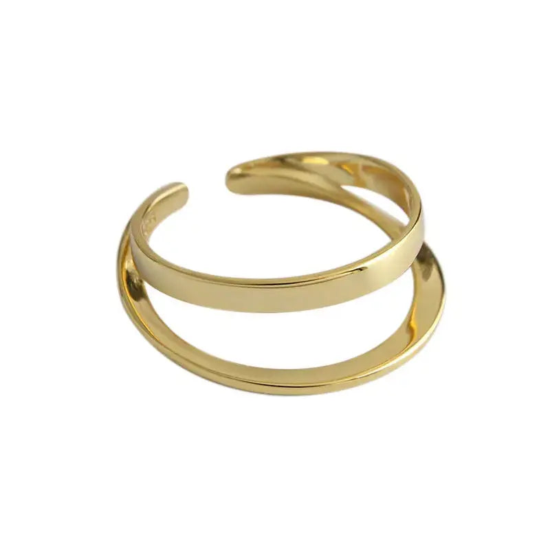 Lovcia Simple Double Layer Fashion 925 Sterling Silver Adjustable Ring-Rings-Yellow Gold-Yellow Gold