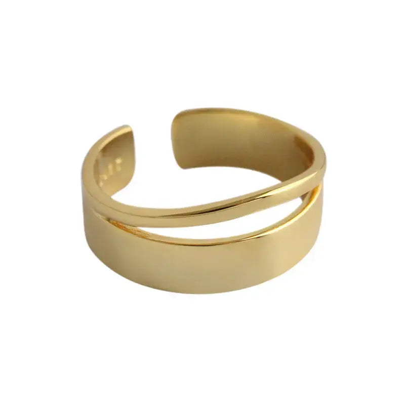 Lovcia Simple Double Layer Minimalist 925 Sterling Silver Adjustable Ring-Rings-Yellow Gold-Yellow Gold