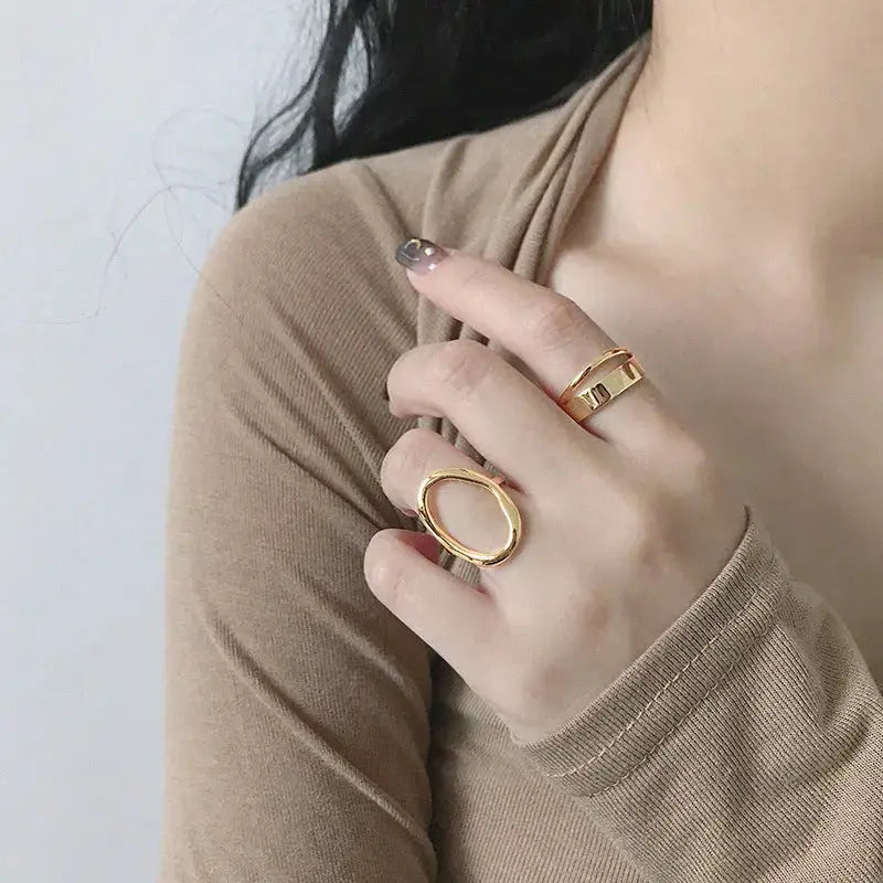 Lovcia Simple Double Layer Minimalist 925 Sterling Silver Adjustable Ring-Rings-Yellow Gold-Yellow Gold
